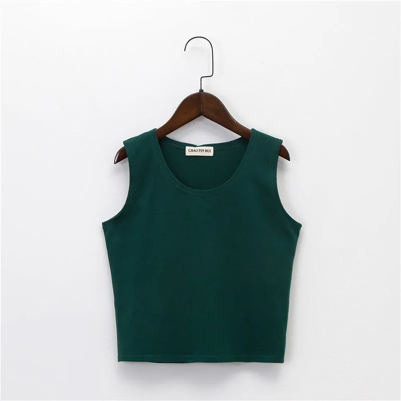 Bottoming sleeveless suspender sports midriff-baring vest