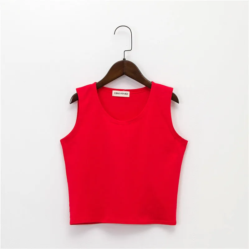 Bottoming sleeveless suspender sports midriff-baring vest