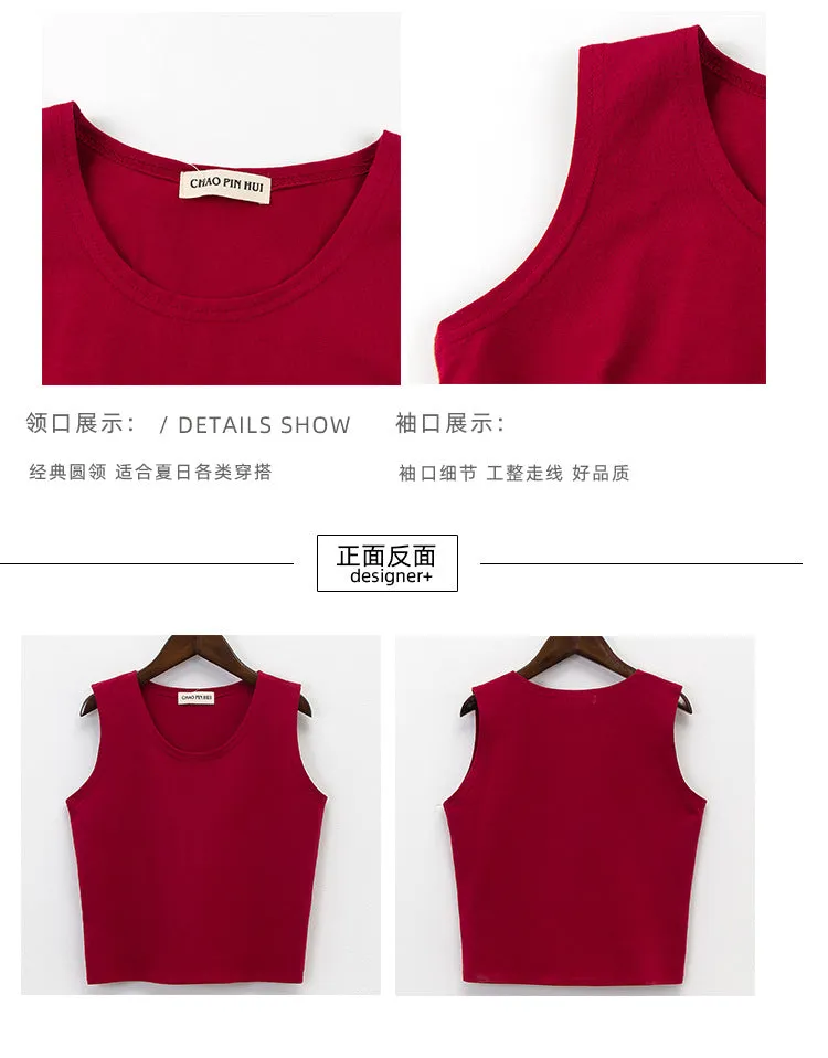 Bottoming sleeveless suspender sports midriff-baring vest