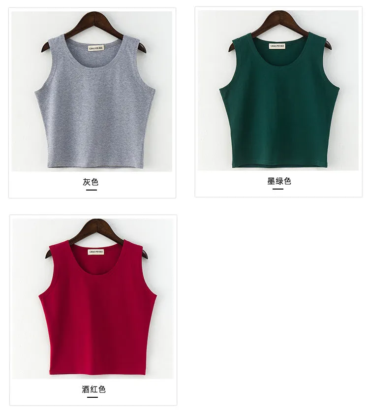 Bottoming sleeveless suspender sports midriff-baring vest