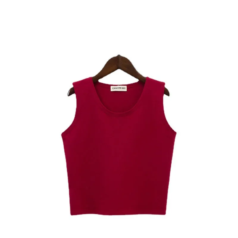 Bottoming sleeveless suspender sports midriff-baring vest