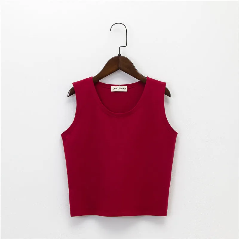 Bottoming sleeveless suspender sports midriff-baring vest