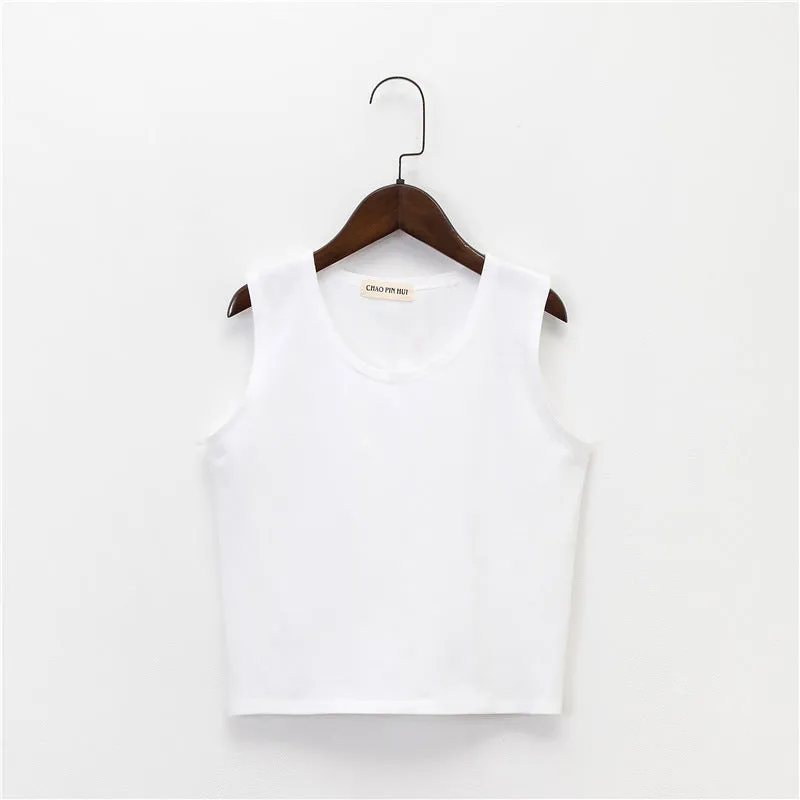 Bottoming sleeveless suspender sports midriff-baring vest