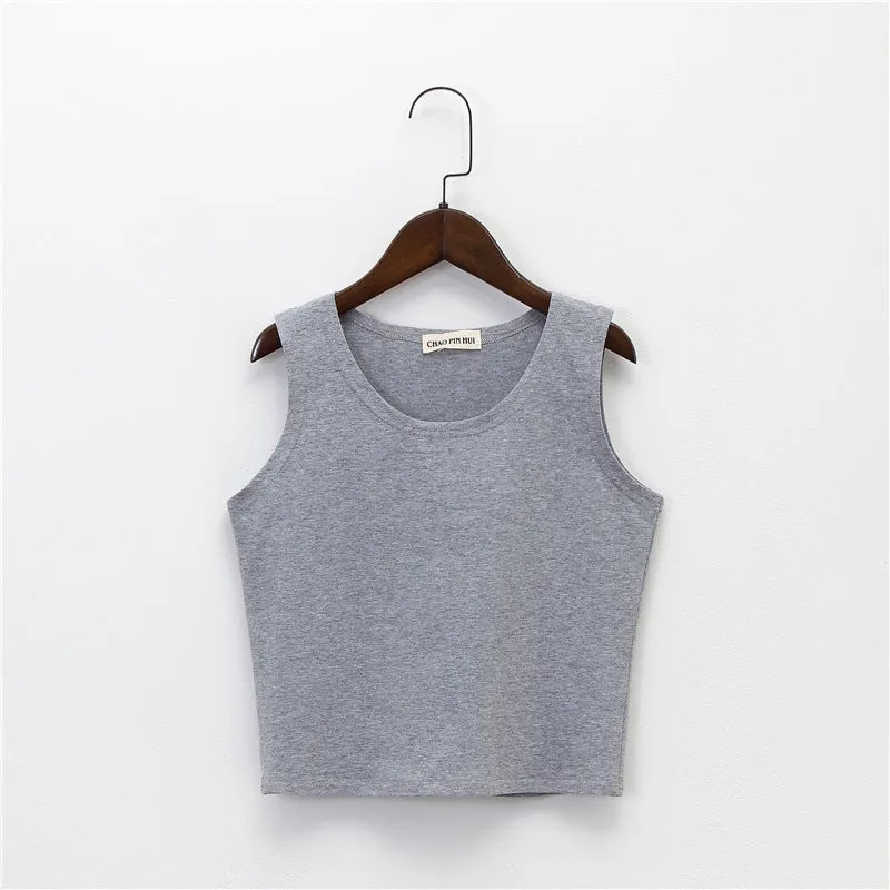 Bottoming sleeveless suspender sports midriff-baring vest