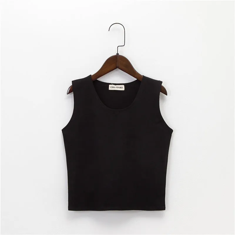 Bottoming sleeveless suspender sports midriff-baring vest