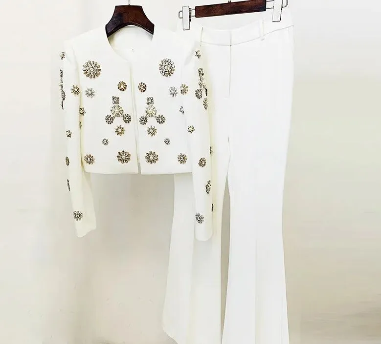 Cassidy Rhinestone Jacket & Flare Pants Set