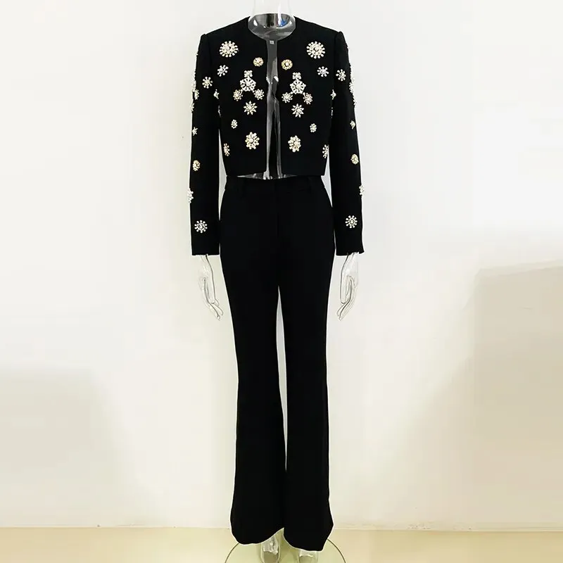 Cassidy Rhinestone Jacket & Flare Pants Set