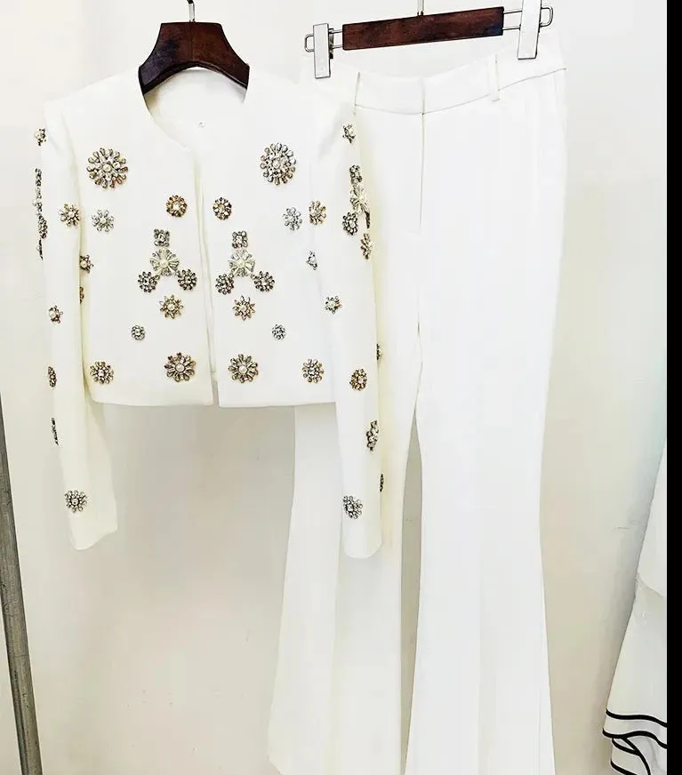 Cassidy Rhinestone Jacket & Flare Pants Set