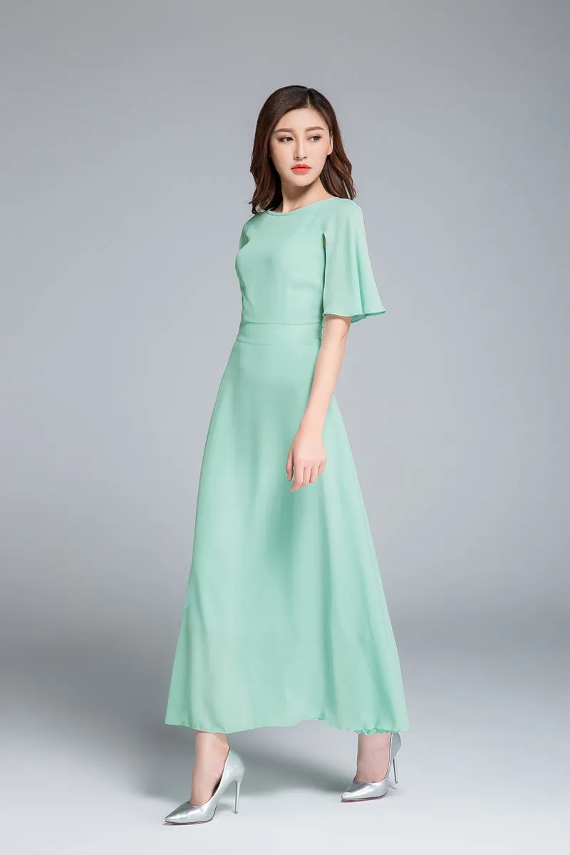 chiffon dress, bridesmaid dress, fitted dress 1768