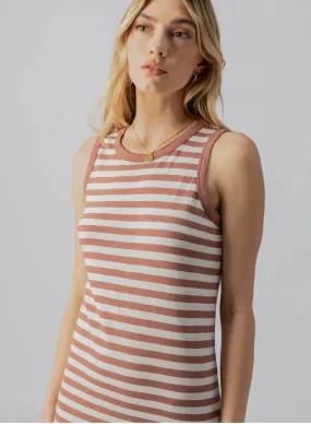 Contrast Trim Maxi Dress Washed Clay/Birch Stripe