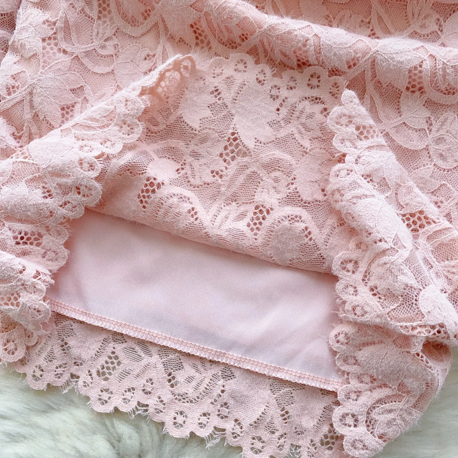 Crochet Lace Furry Patchwork Slip Dress