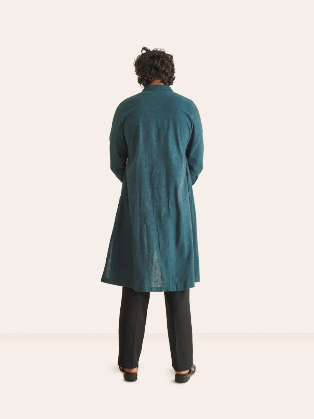 Dark Pine  Handwoven Overlay Kurta Shirt