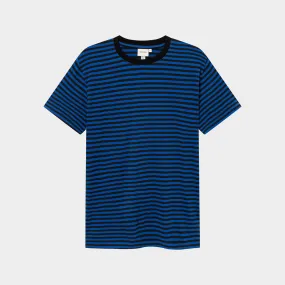 Dedicated T-shirt Stockholm Stripes Black/Surf Blue