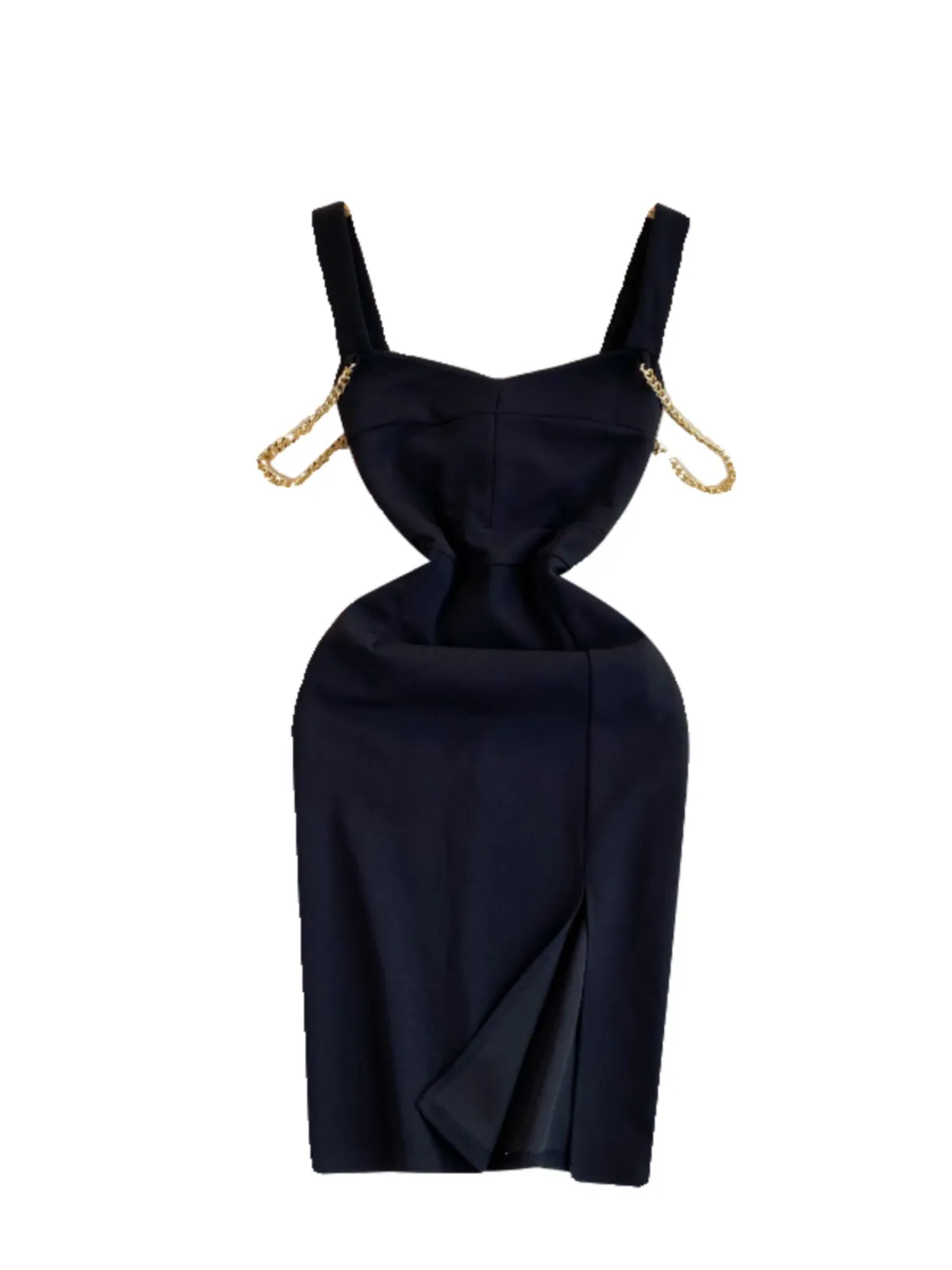 Delicate Slim-fit Black Slip Dress
