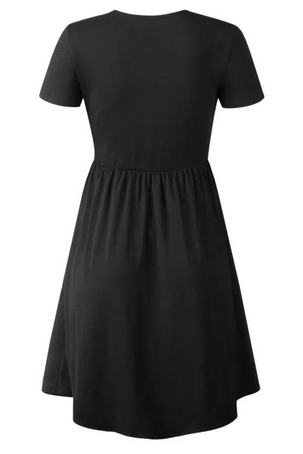 elveswallet Flag Pattern Dress With Suspended Buttons