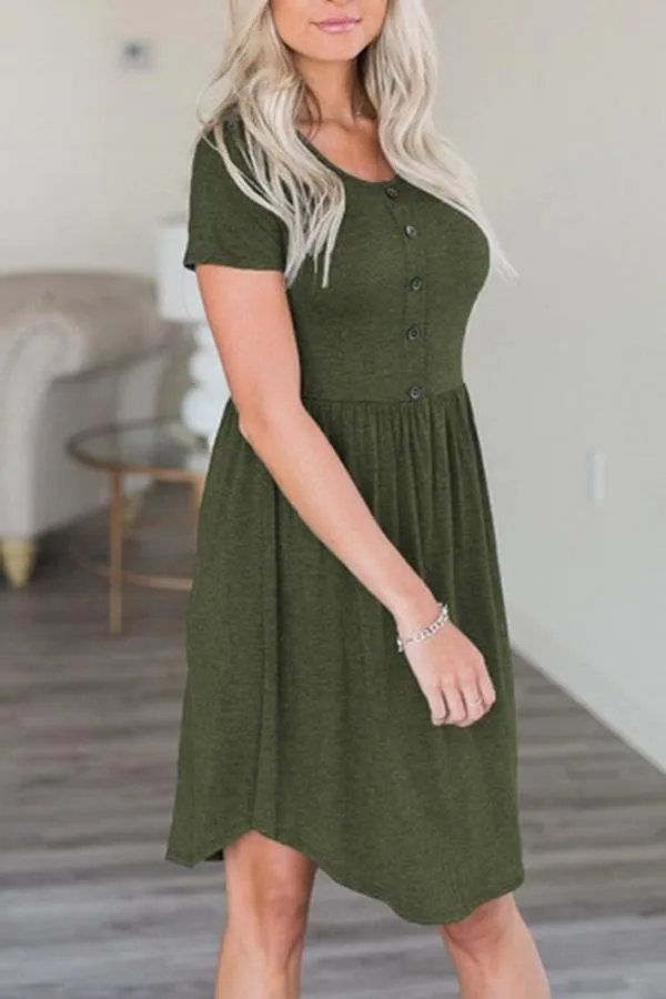 elveswallet Flag Pattern Dress With Suspended Buttons