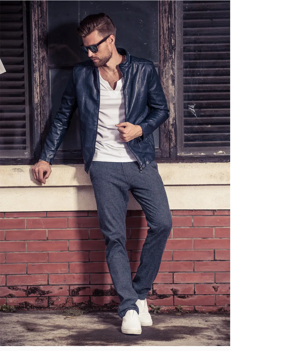 Enjeolon brand Motorcycle male Leather Jackets, regular slim men Clothing