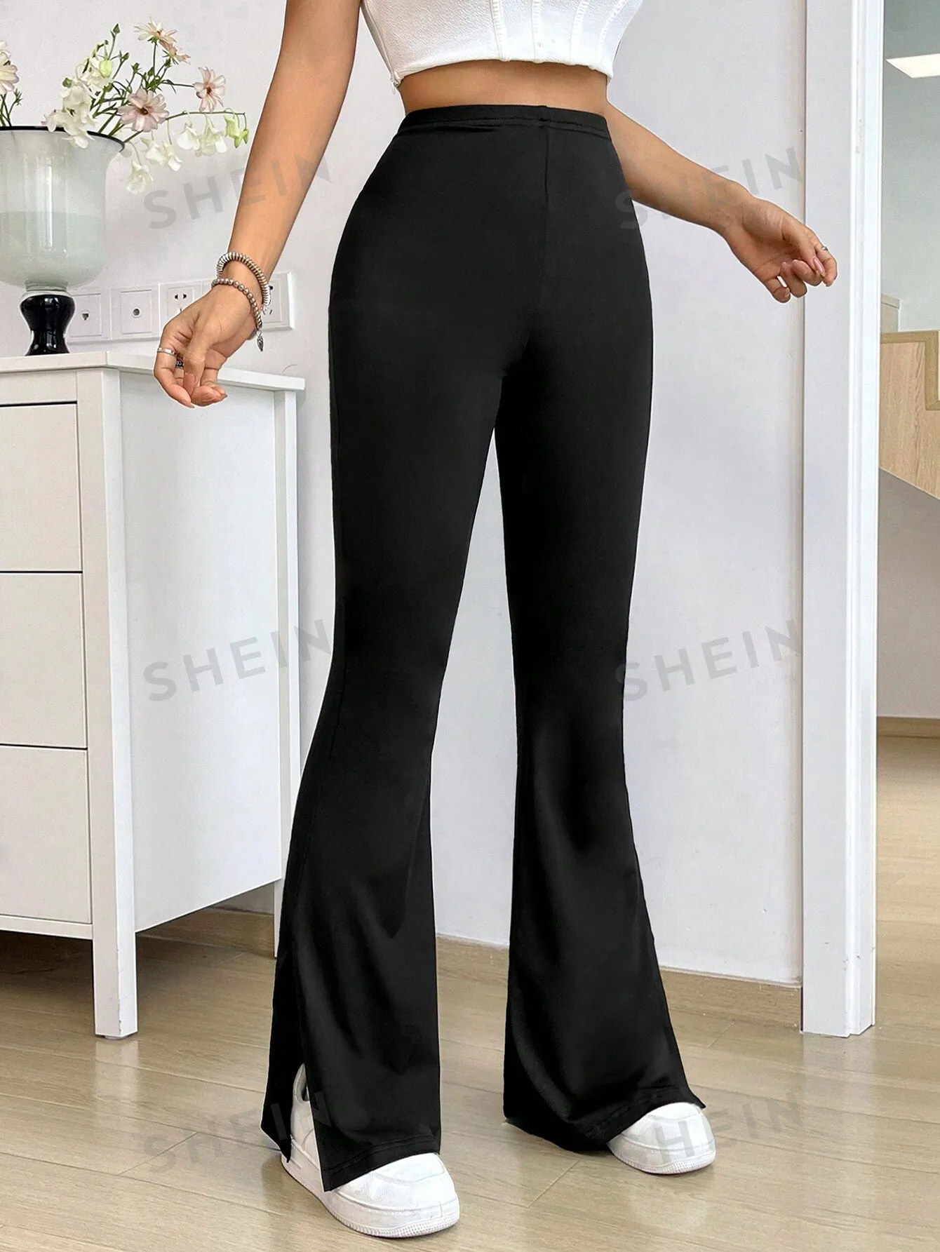 EZwear Women's Bottom Split Flared Pants