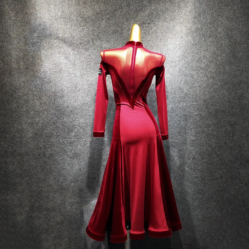 Flared Round Neck Long Sleeve Dress