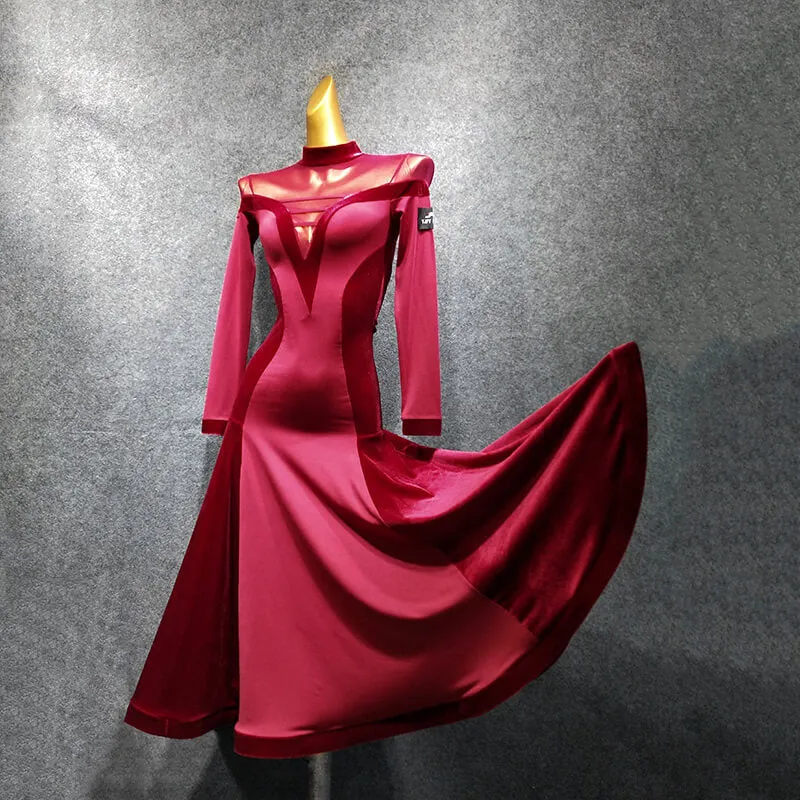 Flared Round Neck Long Sleeve Dress