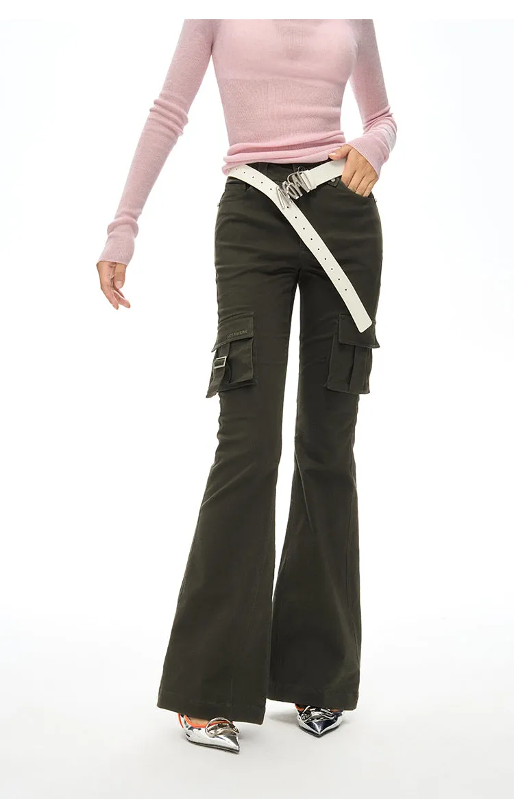 High Waist Flared Cargo Pants
