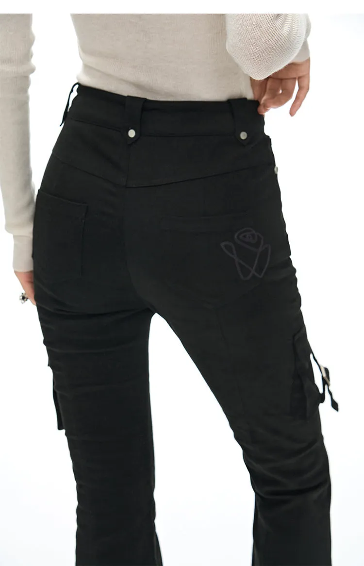 High Waist Flared Cargo Pants