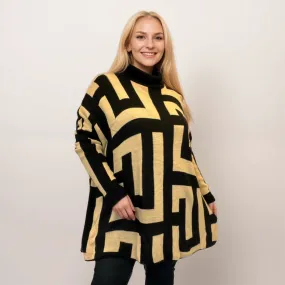 LOOSE FIT SQUARE KNIT A LINE POLO NECK JUMPER