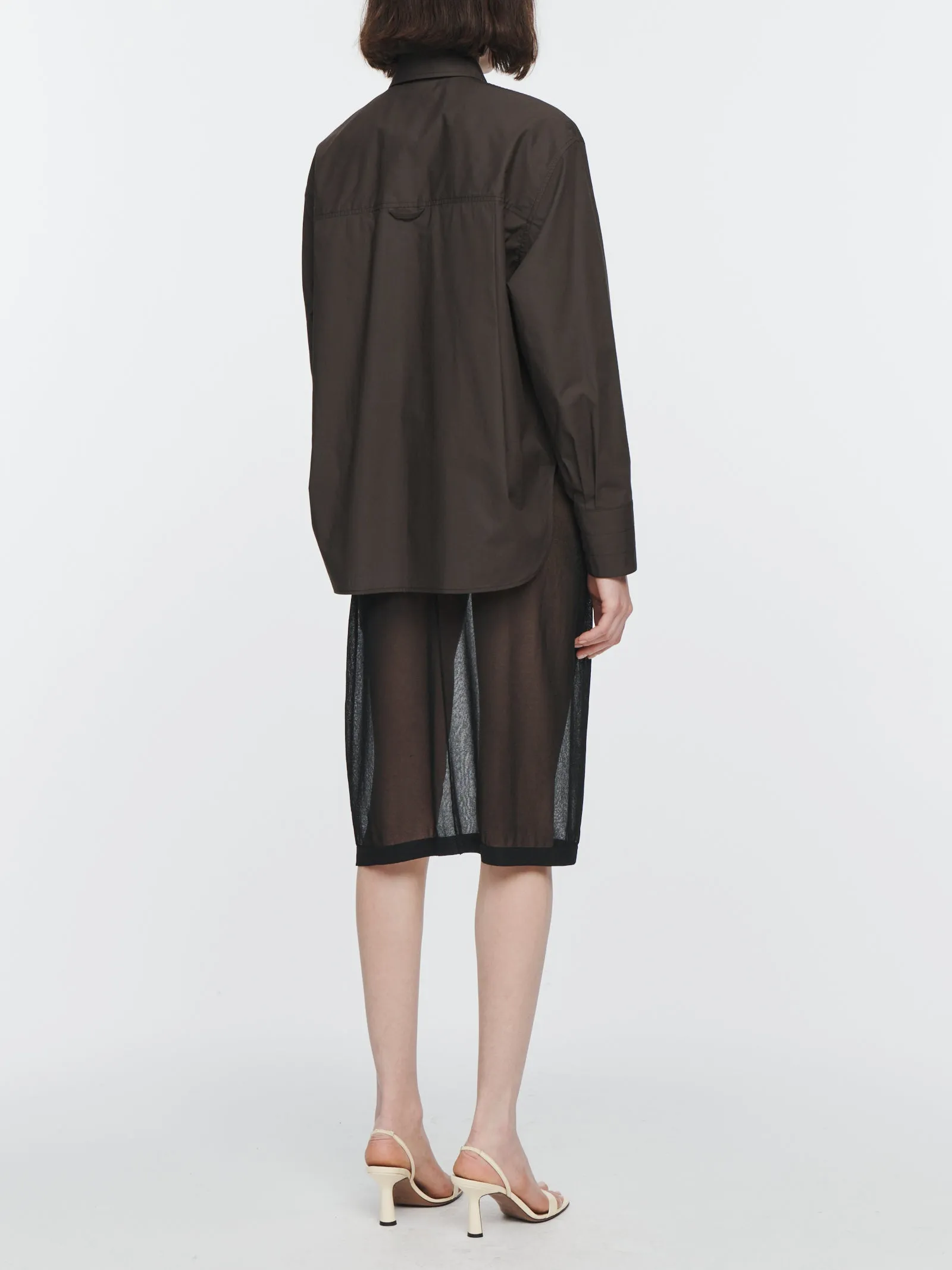 Oversized Covered Placket Shirt in Chocolate Brown