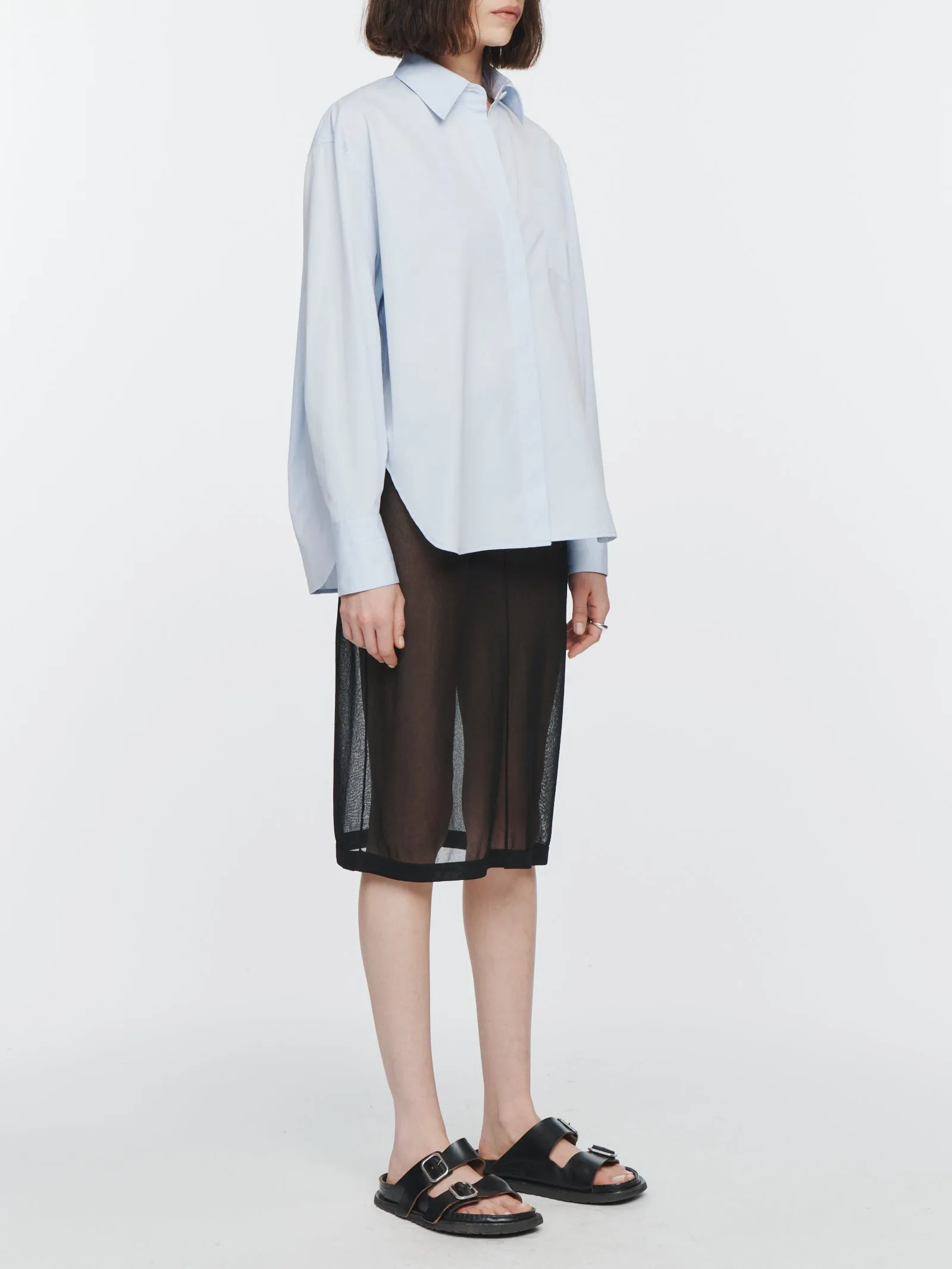 Oversized Covered Placket Shirt in Periwinkle