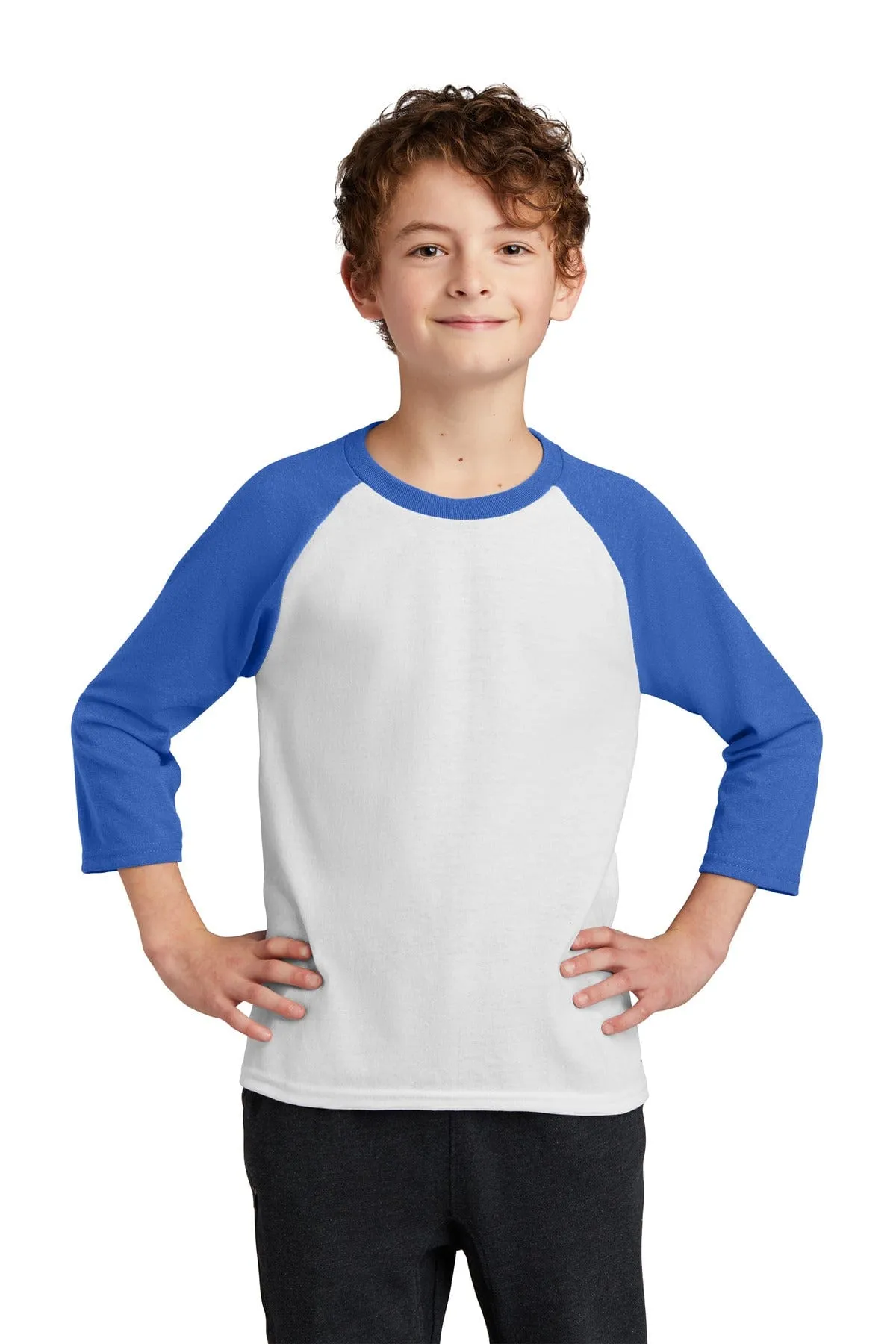 Port & Company ®  Youth Core Blend 3/4-Sleeve Raglan Tee. PC55YRS