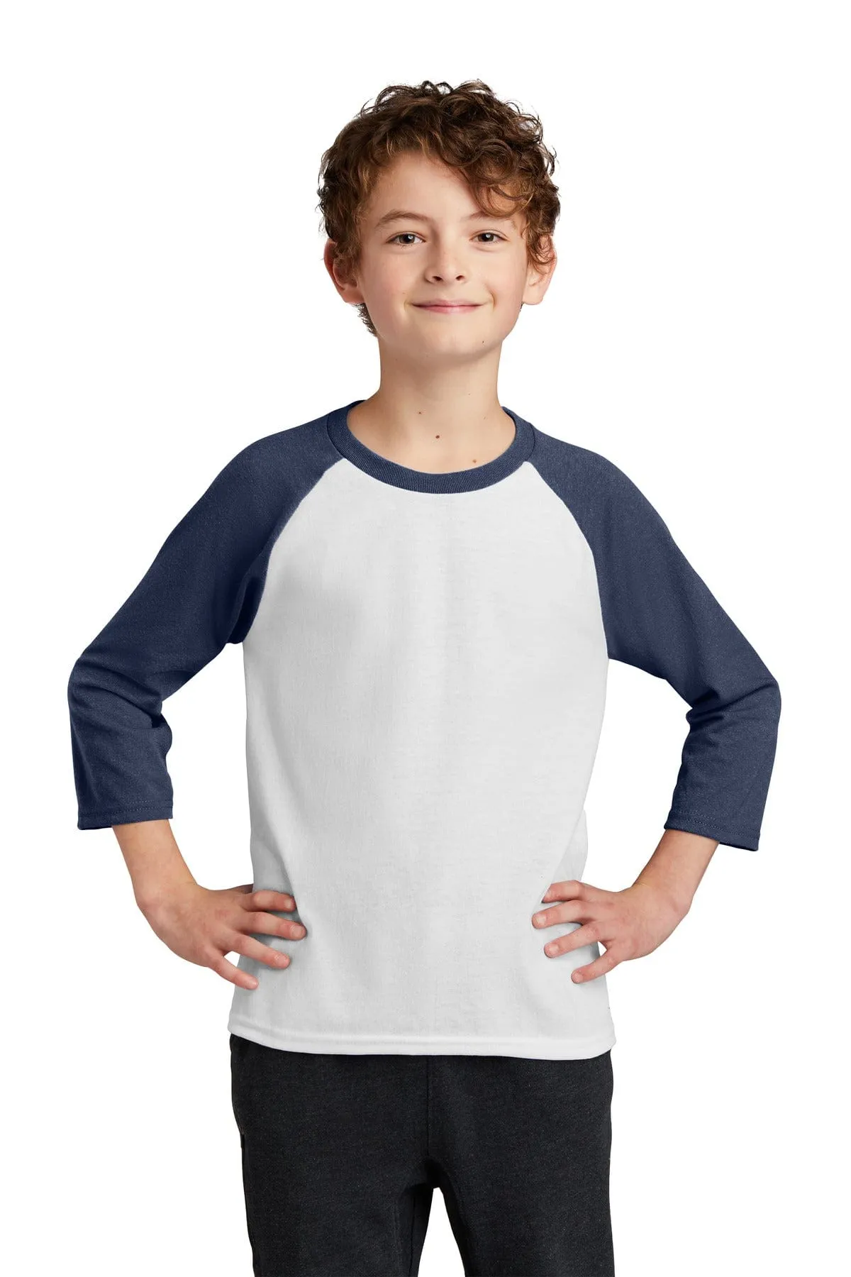Port & Company ®  Youth Core Blend 3/4-Sleeve Raglan Tee. PC55YRS
