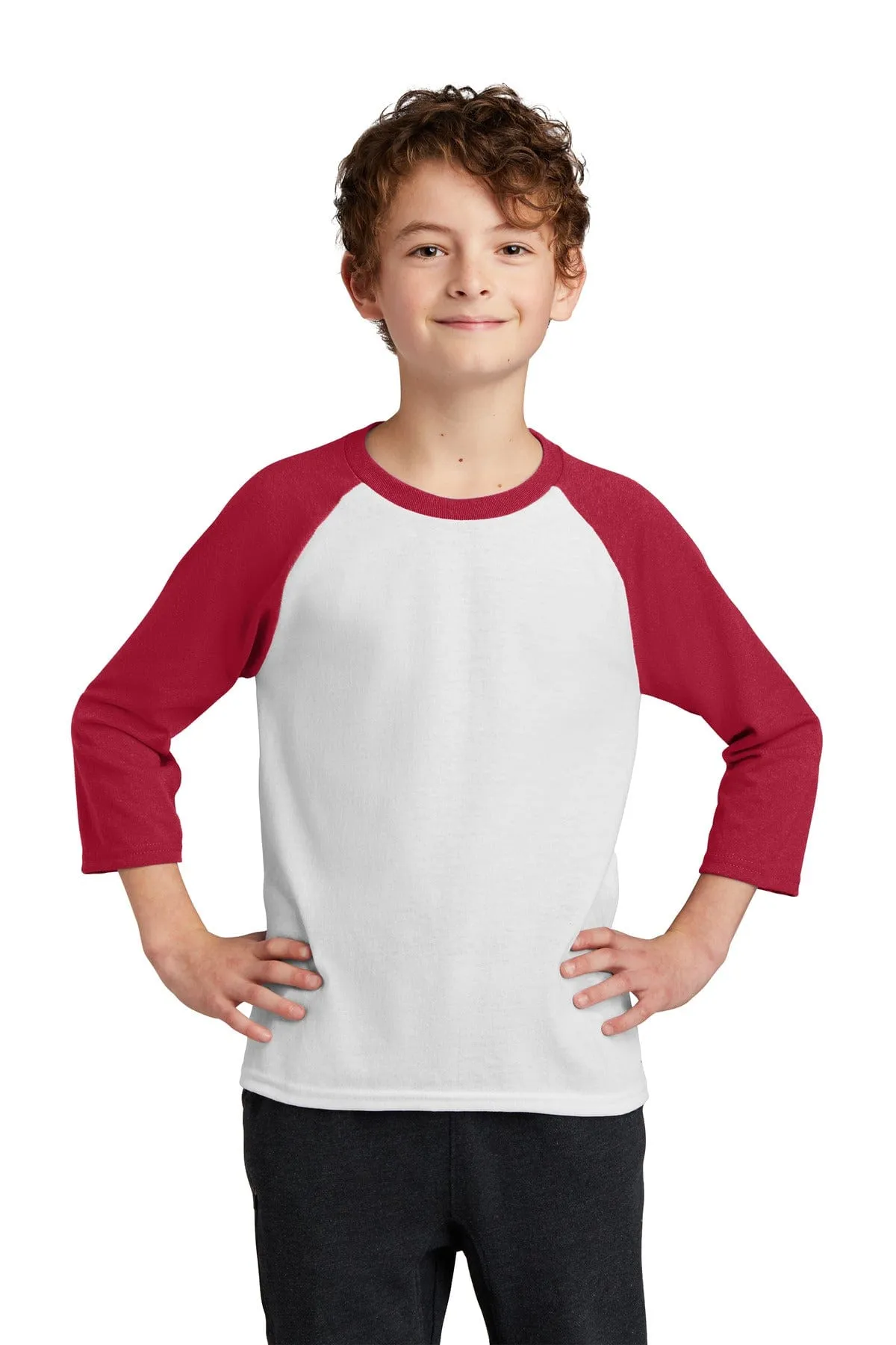 Port & Company ®  Youth Core Blend 3/4-Sleeve Raglan Tee. PC55YRS