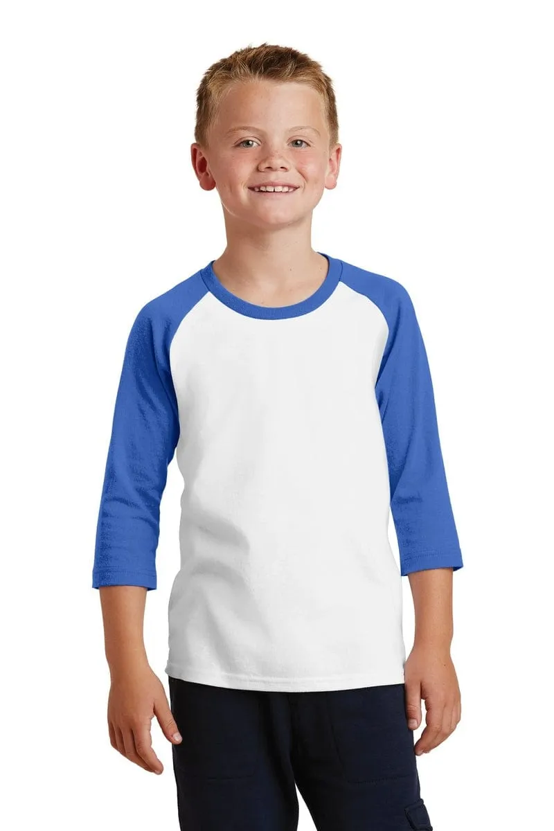 Port & Company ®  Youth Core Blend 3/4-Sleeve Raglan Tee. PC55YRS