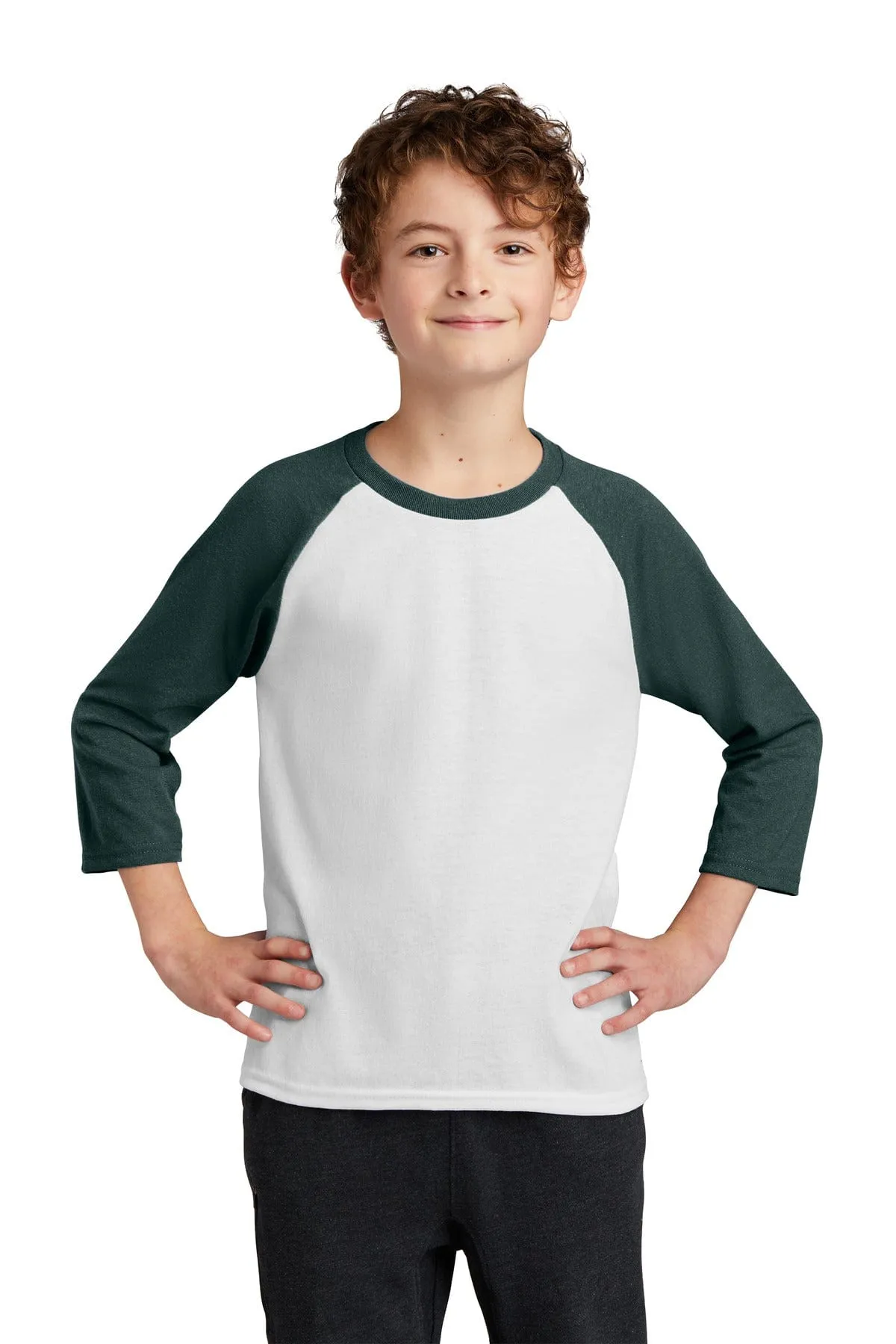 Port & Company ®  Youth Core Blend 3/4-Sleeve Raglan Tee. PC55YRS