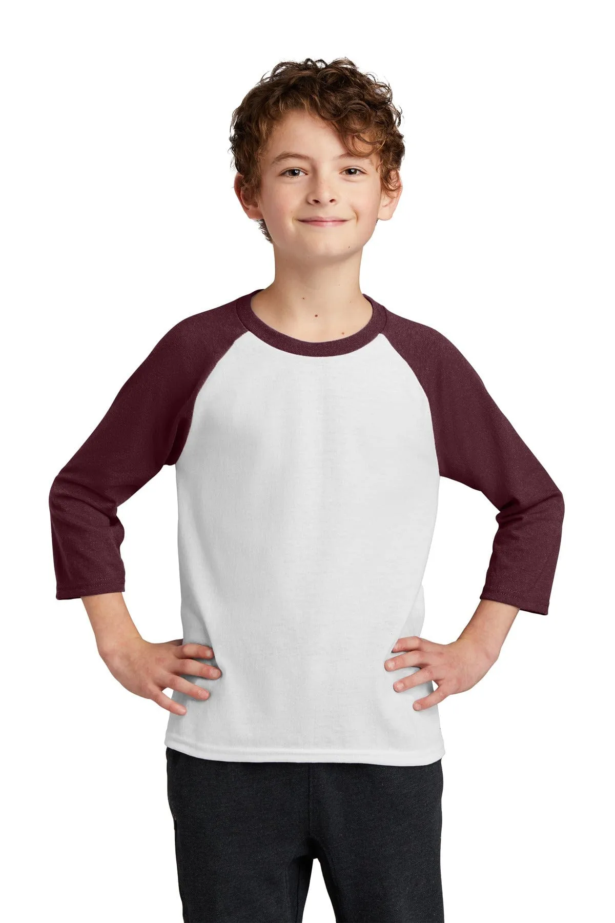 Port & Company ®  Youth Core Blend 3/4-Sleeve Raglan Tee. PC55YRS