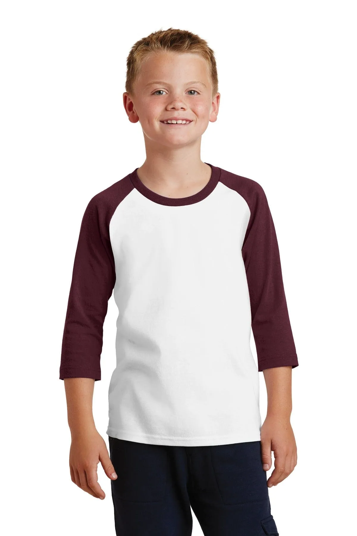 Port & Company ®  Youth Core Blend 3/4-Sleeve Raglan Tee. PC55YRS