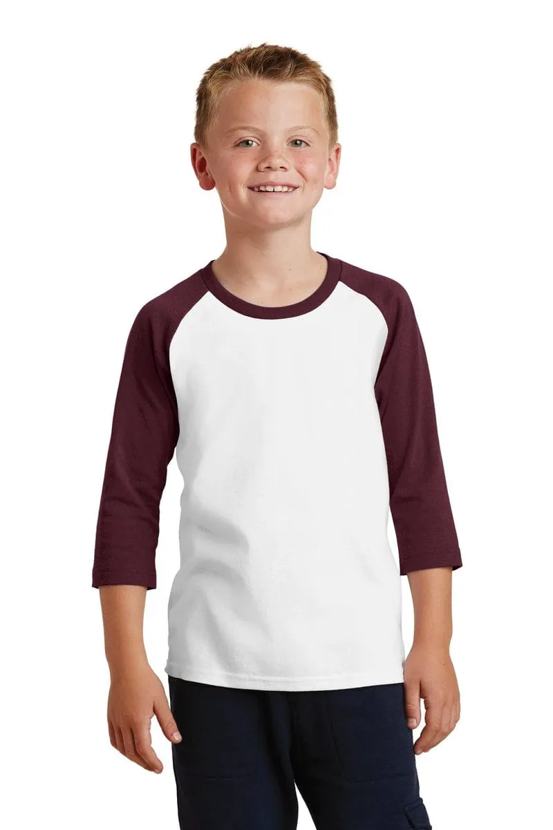 Port & Company ®  Youth Core Blend 3/4-Sleeve Raglan Tee. PC55YRS
