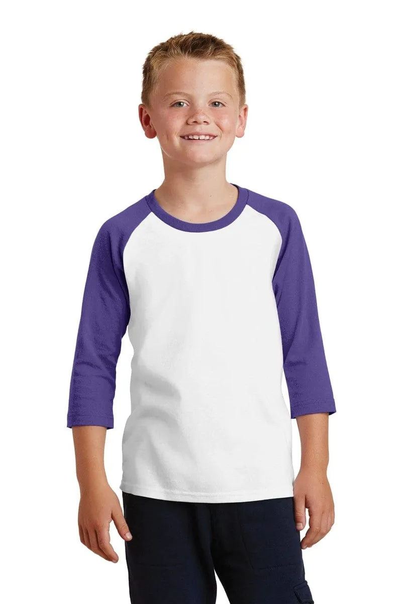 Port & Company ®  Youth Core Blend 3/4-Sleeve Raglan Tee. PC55YRS