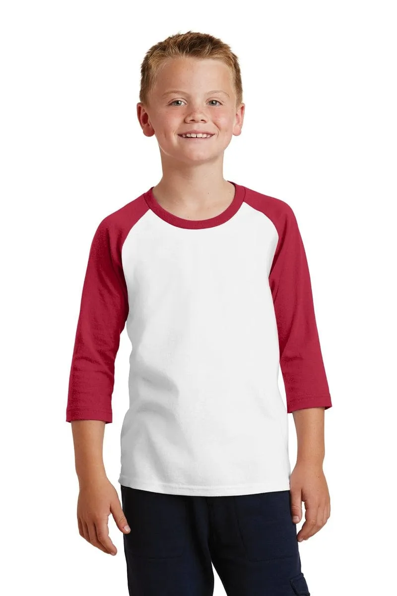 Port & Company ®  Youth Core Blend 3/4-Sleeve Raglan Tee. PC55YRS