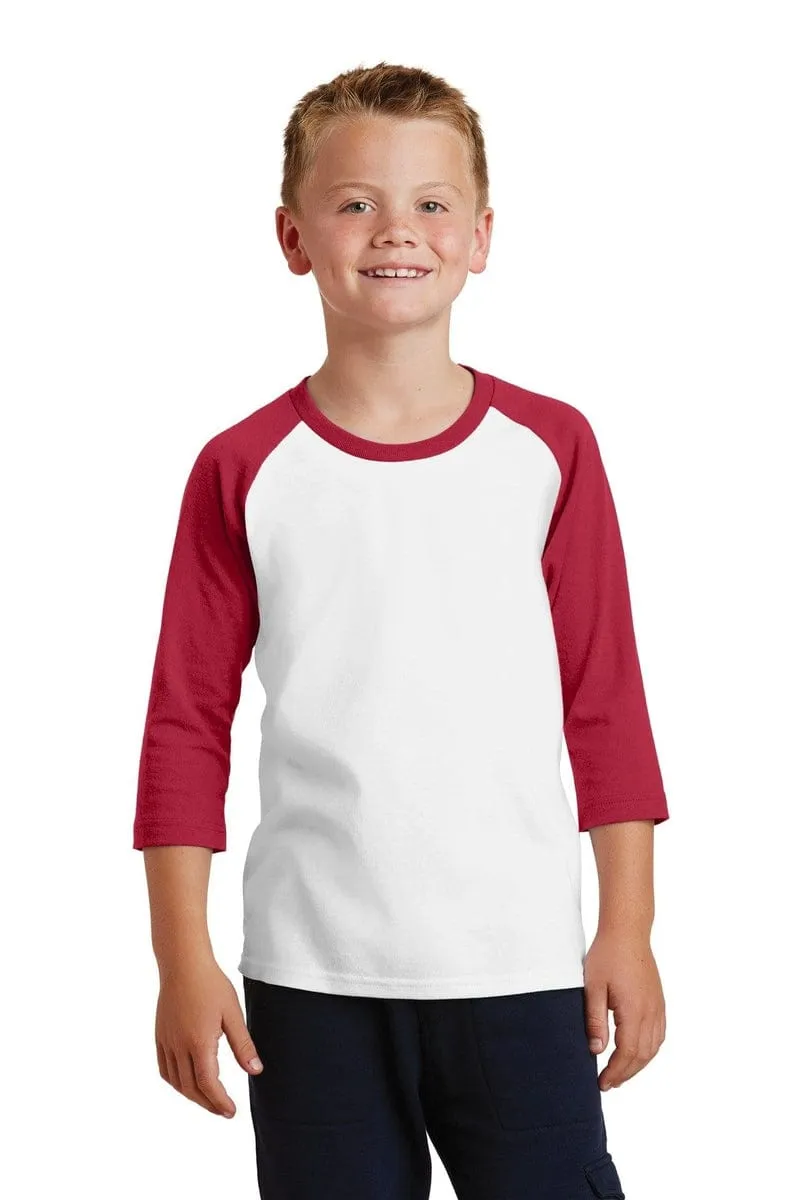 Port & Company ®  Youth Core Blend 3/4-Sleeve Raglan Tee. PC55YRS