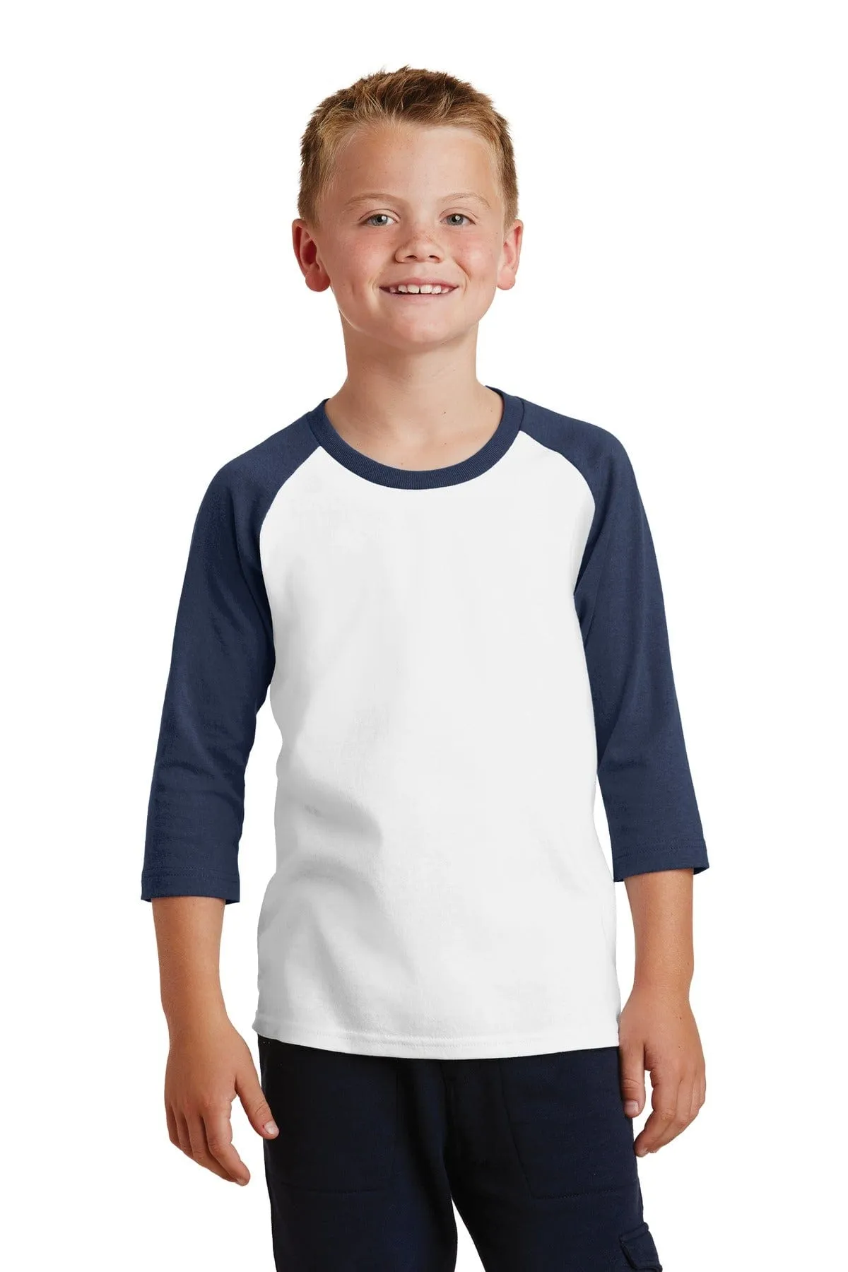 Port & Company ®  Youth Core Blend 3/4-Sleeve Raglan Tee. PC55YRS