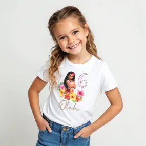 Princess Moana 2 Birthday T-shirt for Girls with Personalisation