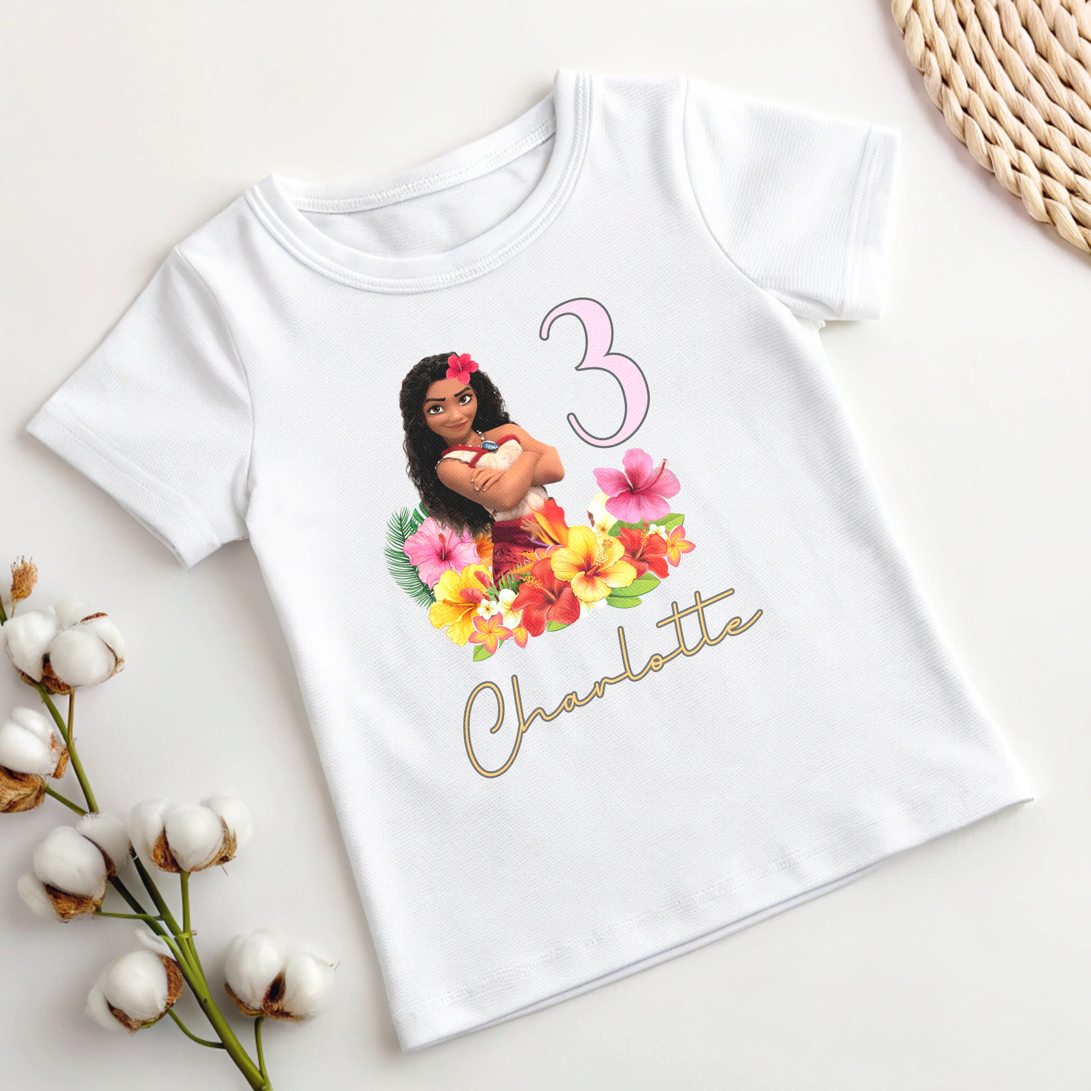 Princess Moana 2 Birthday T-shirt for Girls with Personalisation