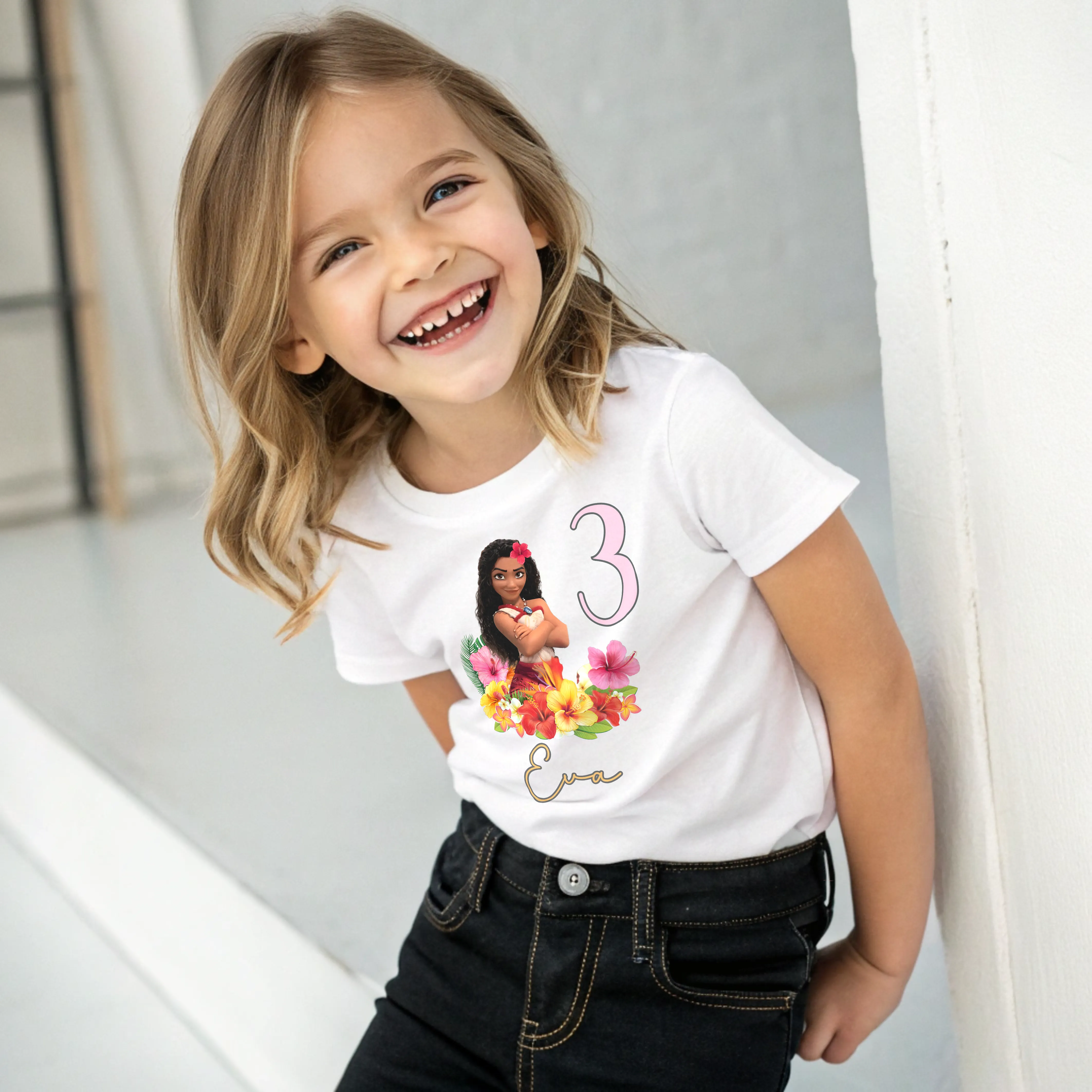 Princess Moana 2 Birthday T-shirt for Girls with Personalisation