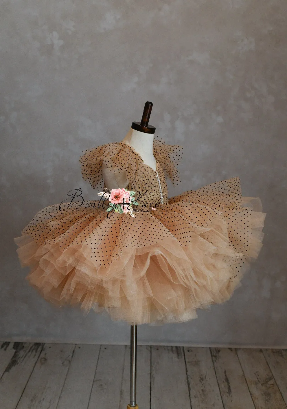 "Emma" Vintage Petal Short Length Dress ( 3 Year - Petite 4 Year)
