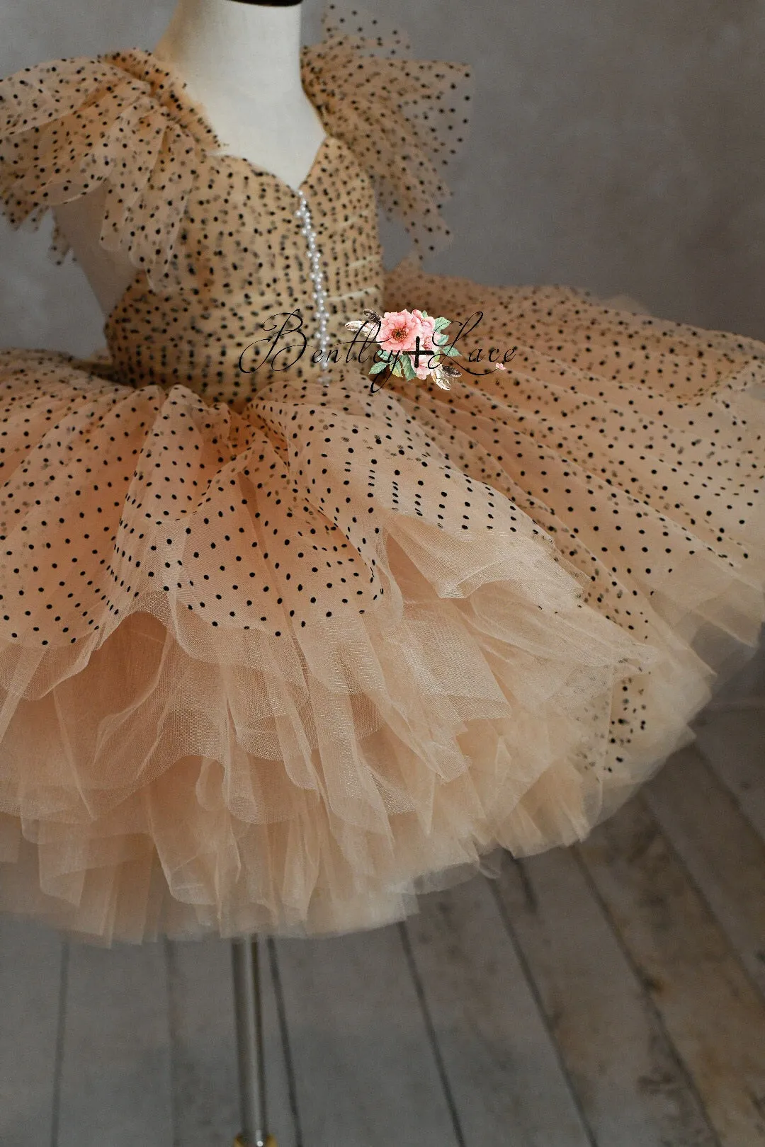 "Emma" Vintage Petal Short Length Dress ( 3 Year - Petite 4 Year)