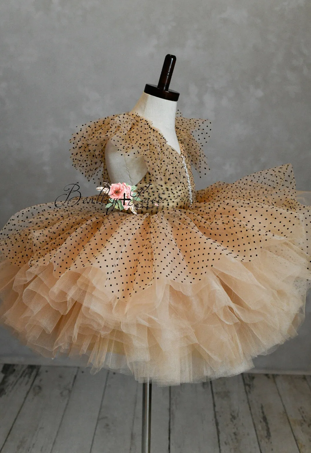 "Emma" Vintage Petal Short Length Dress ( 3 Year - Petite 4 Year)
