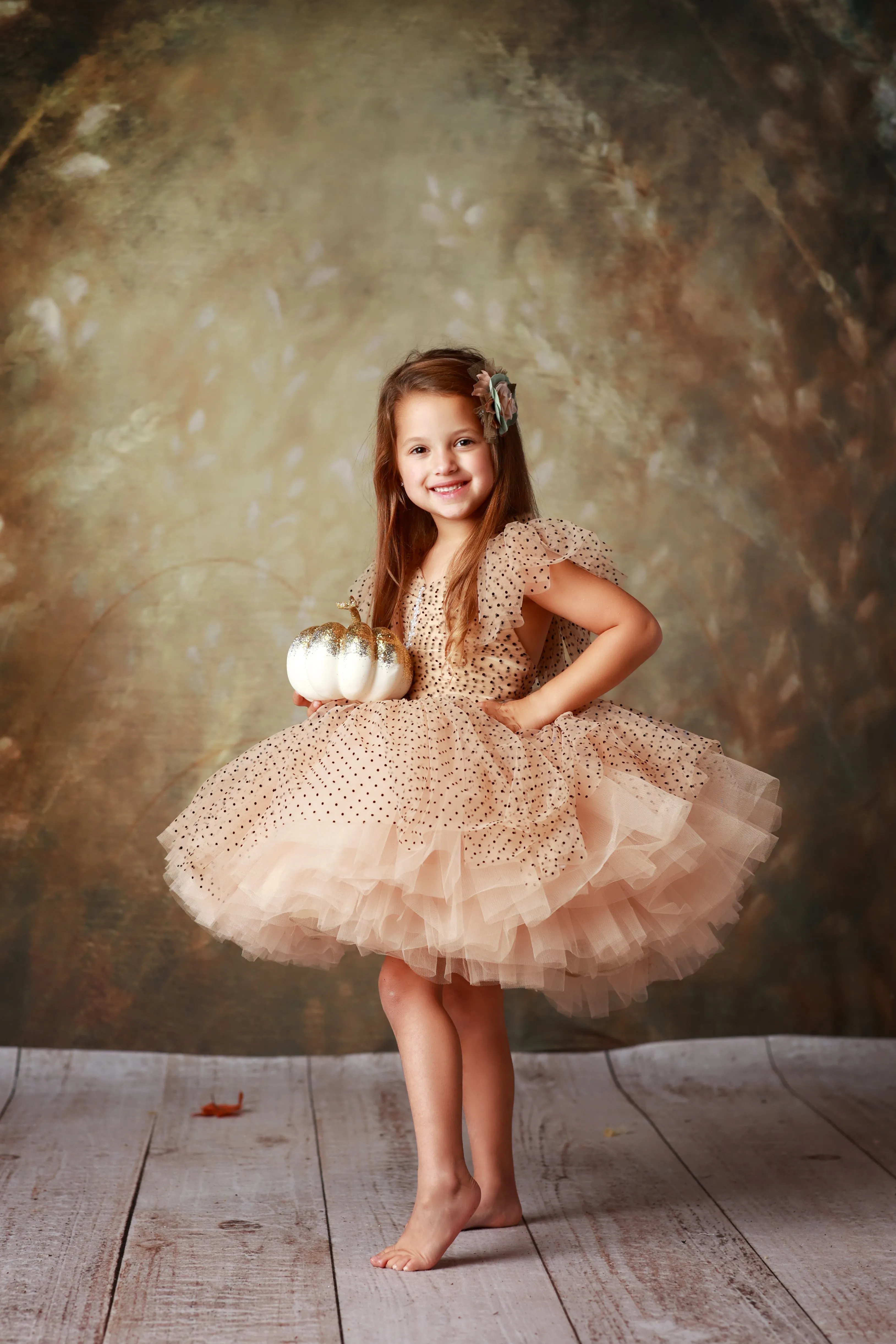 "Emma" Vintage Petal Short Length Dress ( 3 Year - Petite 4 Year)