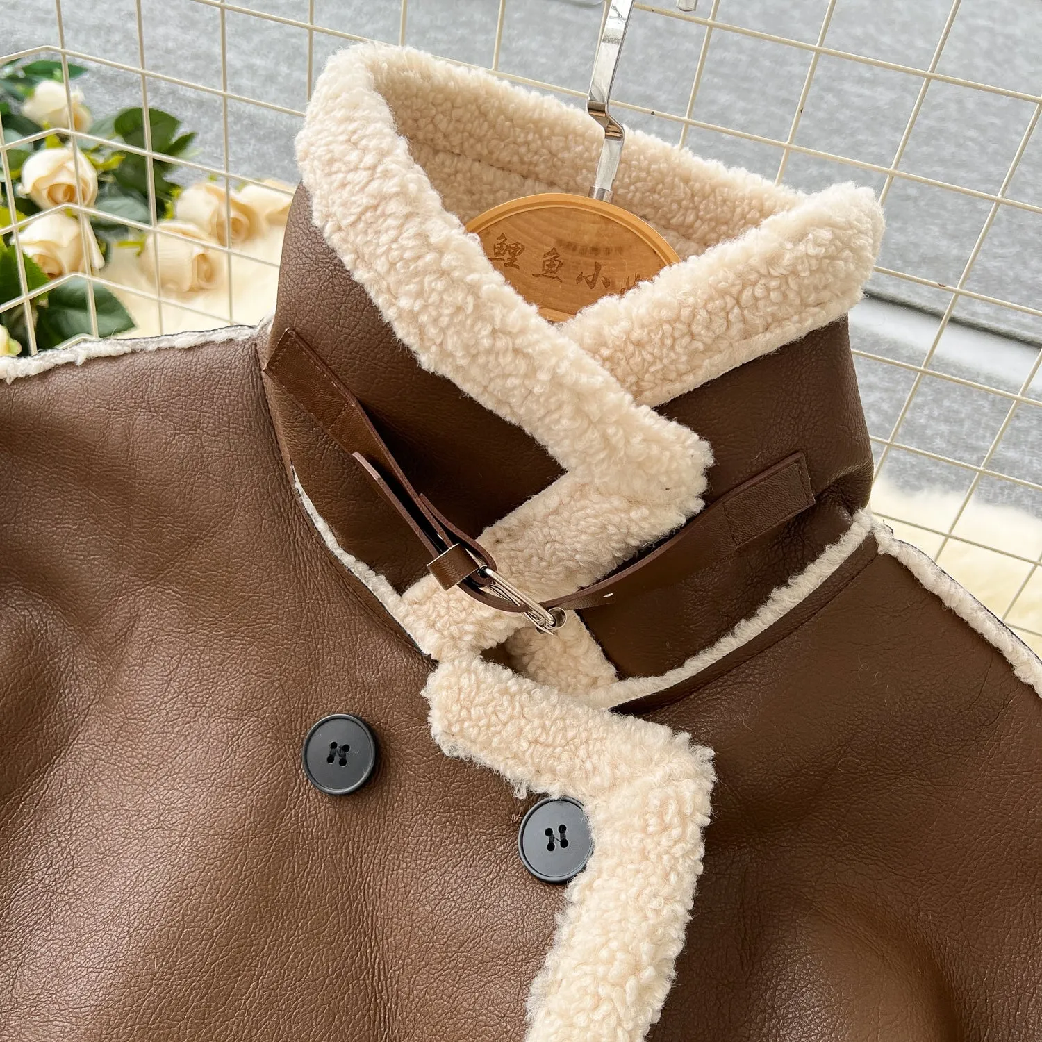 Stand Collar Thermal Lamb Wool Coat
