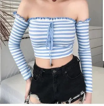Striped One-Shoulder T-shirt